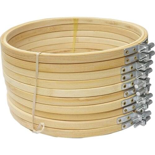 10 Pieces 6.7inch 17cm Round Wooden Embroidery Hoops Set Bulk Wholesale Adjustable Bamboo Circle Cross Stitch Hoop Ring
