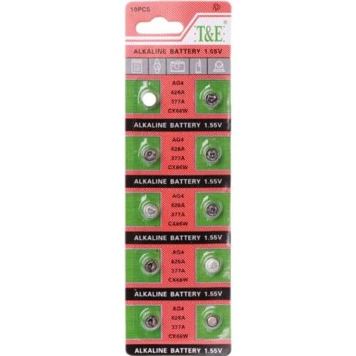 10PCS Watch Coin Battery AG4 377A 377 LR626 SR626SW SR66 LR66 Button Cell Batteries Toys Remote Camera10PCS Watch Coin Battery A