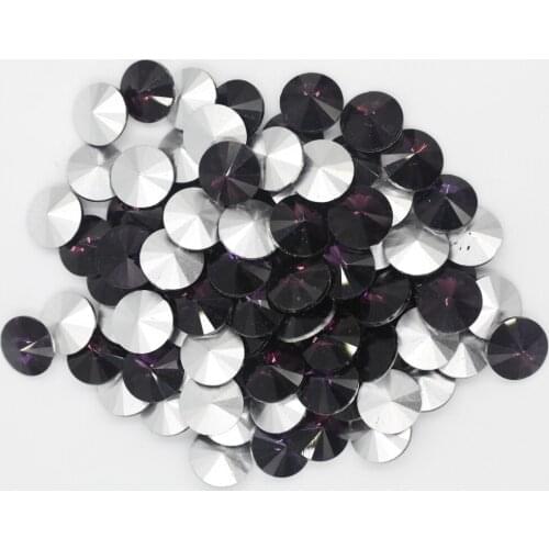100pcs/lot Amethyst Color 8mm,10mm,12mm,14mm,16mm,18mm,20mm Chinese Top Quality Round Fancy Stone Rivoli glass beads