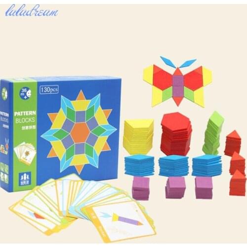 130pcs Montessori Creative Puzzle Toys Children Wooden Toys DIY Puzzles Educational Toy