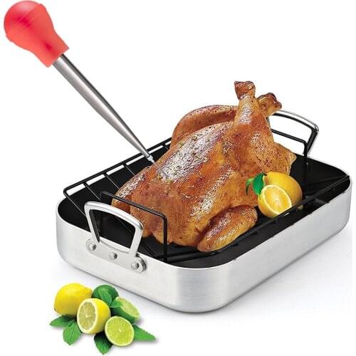 4Pcs /Sets Turkey Baster Silicone Turkey Seasoning Pump Drip Oil Seasoning Tube with Barbecue Tool