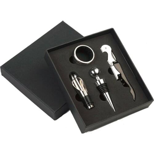 4pcs/set Beer Wine Bottle Opener Wine Stopper Corkscrew Remover Pourer Wine Bottle Drop Ring practical Gift