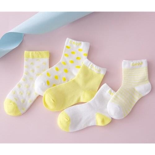 5 Pair=10PCS/lot Baby Socks Neonatal Summer Mesh Cotton Polka dots plain stripes Kids Girls Boys Children Socks For 0-6 Year