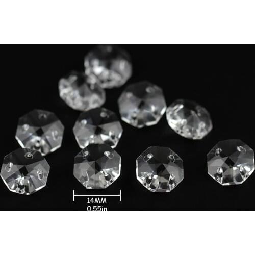 50pcs/lot 4 Holes Clear Octagon Crystal Chandelier Beads Glass Prism Beads Glass Chandelier Parts & DIY