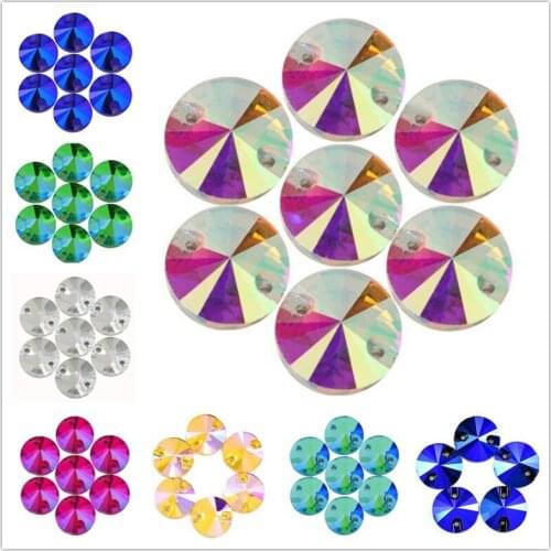 8mm 10mm Glitter Crystal Sew On Rhinestone Diy Colorful Dress Stones round Shape Glass Rhinestones For Clothing ZZ050