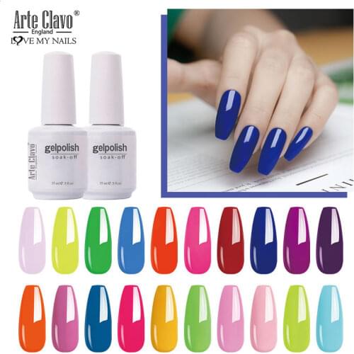Arte Clavo Neon Color 15ml Gel Nail Polish Semi Permanent LED Nail Art Soak Off Varnish Lacqure Fluorescent Polish Manicure Gel