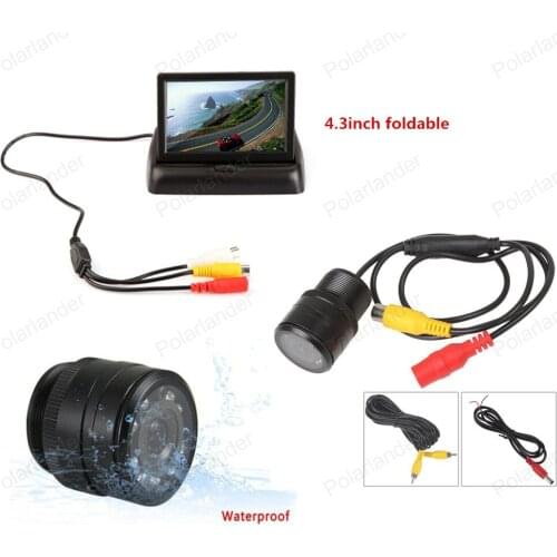 Car Monitor 4.3 Inch Foldable 2 VA Input TFT LCD With 8 LED Night Vision Reverse Parking Camera