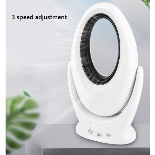 Bladeless Fan with 7 Color LED Nihgt Light USB Rechargeable Silent Table Fan Outdoor Home Electric Fan Air Cooler
