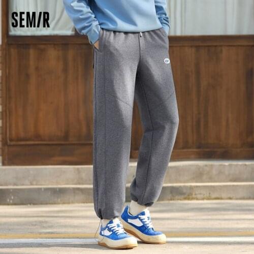 SEMIR Casual Pants Men Autumn 2021 New Trend Loose Straight Drawstring Footwear Pants Man Gray Sports Pants