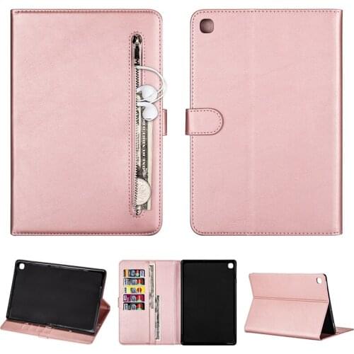 Zipper Flip PU Leather Book Case For Samsung TAB S5e 10.5 TAB A6 10.1 A8 2019 T550 Cards Wallet Stand Tablet Cases For T350 T385