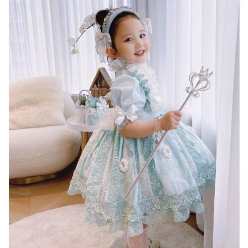 Lolita Dress Spanish Children Dress Short-sleeved High Quality Girls Eid Sweet Dress Korean Baby Clothes Flower Girl Dresses