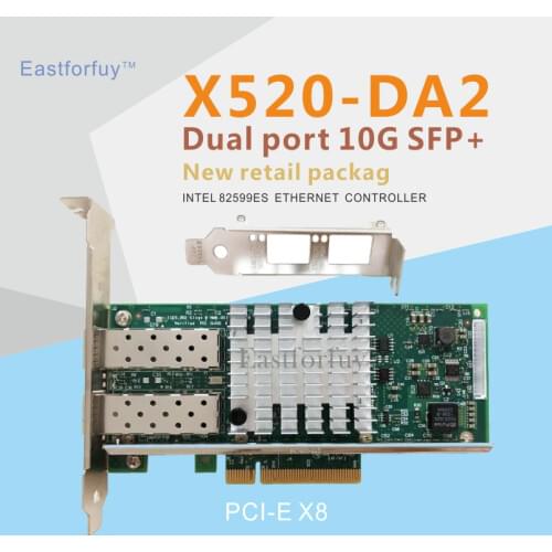 Eastforfuy X520-DA2 10GBase PCI Express x8 intel 82599 ES Chip Dual Port Ethernet Network Adapter E10G42BTDA,SFP not included