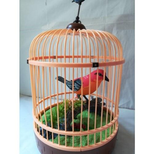 Voice control bird toy with birdcage,red bird large 25x20cm home garden decoration gift b0555
