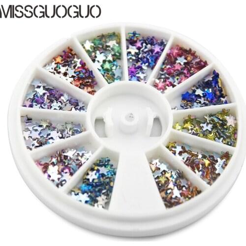3mm Star Rainbow Color Nail Art Decorations Nail Rhinestones Decoration 3D Nails Art Manicure