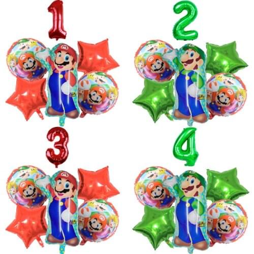 Super Mario Suit balloon number boy girl Birthday party Aluminum foil Cartoon Balloon toy Decoration arrangement
