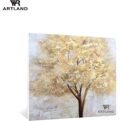 Beautiful picture Hand drawn acrylic oil painting on canvas gold Money tree landscape wall art poster for living room bedroom