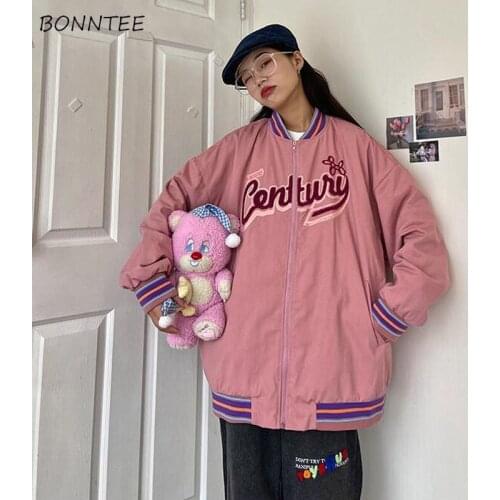 Jackets Women Clothing Outwear Y2k Fashion All-match Casual Korean Daily Letter Zipper Loose High Street Cute Harajuku Elegant