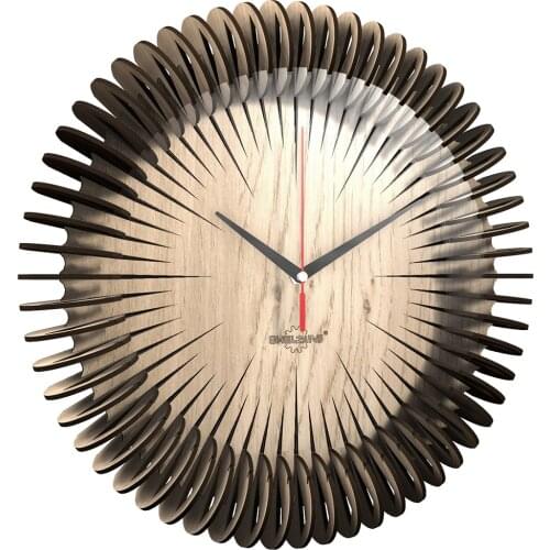 62Pcs 3D DIY Wooden Clock Puzzle Model Kit Laser Cutting 3D Creative Radial Table Clock Home Room Decor - Oak Color