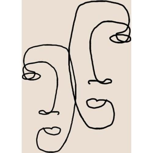 Lot style Choose Abstract One Line Couple Face Drawing Art print Silk poster Home Wall Decor