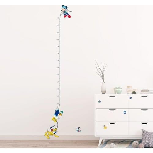 Cartoon Mickey With Friends Growth Chart Wall Stickers For Kids Room Home Decor Height Measure PVC DIY Mural Art Wall Decals