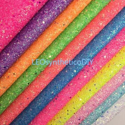 1PC 21X29CM Neon Chunky Glitter Leather With Soft Cotton Backing For Making Bows LEOsyntheticoDIY T468