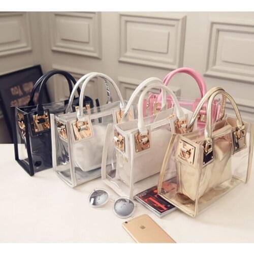 2021 New arrival transparent purse designer famous brand fashion pvc female hand bag laser luxury handbag for woman