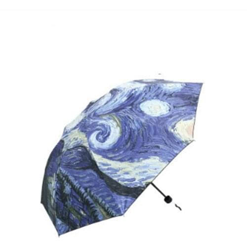 New Sunny and Rainy Umbrella Folding Umbrella Sun Protection Anti UV Parasol Windproof Men and Women Van Gogh abstract style
