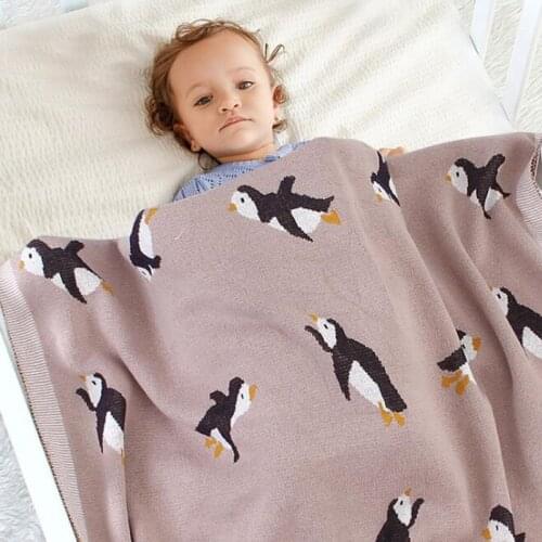 Autumn Winter Infant Baby Boy Girl Penguin Knit Blanket Newborn Baby Quilt Boys Girls Hold Blanket Style