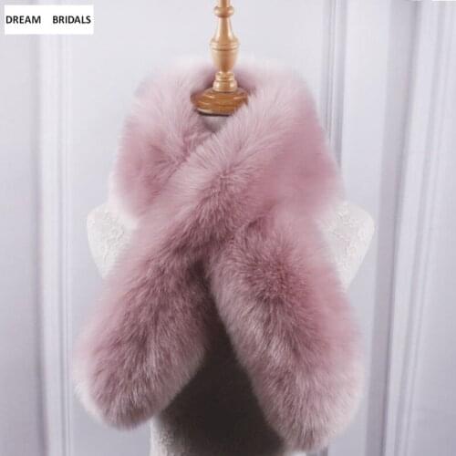Autumn And Winter Warm Imitation Faux Fur Wrap Plush Thick Collar Neck Shawl Cross Scarf Synthetic Leather Women Shawl