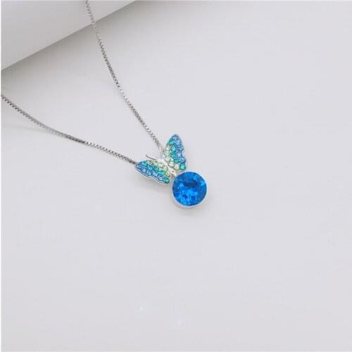 Ms Betti 2021 Butterfly Rhinestones Pendant Necklace New Design Girls Gift For Women Wedding Party Jewelry