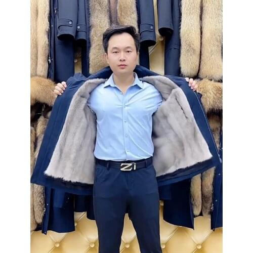 Parka With Natural Fur Coat Men Mink Fur Jacket Winter Windproof Hooded Jackets High Quality Outwear