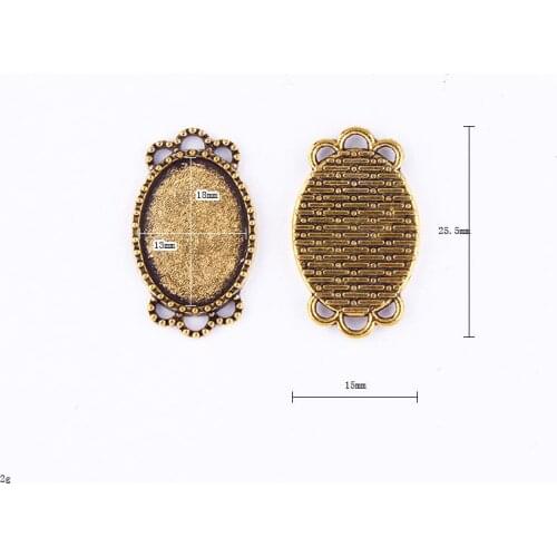 Fit 18x13mm Pendant Holder Double Loops Antique Gold Pendants Setting Cabochon Cameo Base Tray Bezel Blank DIY Jewelry Finding