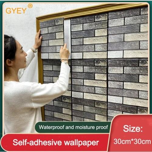 3D PVC Wall Sticker Wallpaper Self-adhesive Wall Panel Brick Pattern Creative Wallpaper Decoration Waterproof Anti-collision