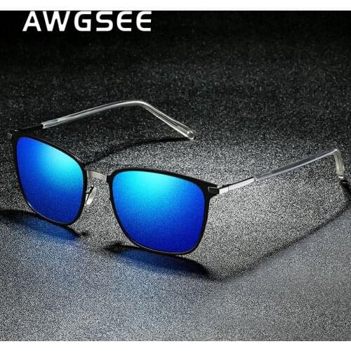 AWGSEE Vintage Retro Polarized Sunglasses for Men Women UV400 Driving Shades Lightweight Metal Frame Blue Mirror Glasses oculos