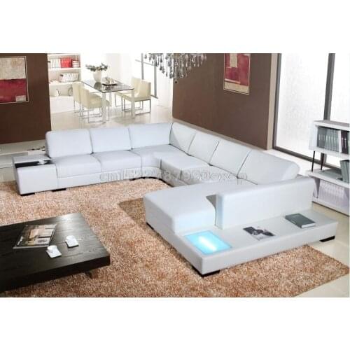 Modern Sofa set living room furniture with corner leather sofa U shaped sofa set