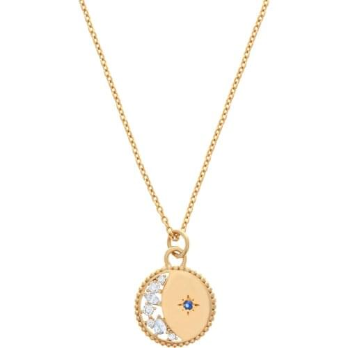 Starburst coin necklace geometric Round disco Disk pendant cz Moon star christmas gift gold necklaces