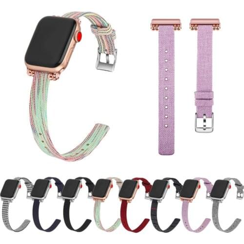Canvas Band for Apple Watch 40mm 44mm 38mm 42mm Strap Fabric Watch Band Replacement Slim Wristband for iWatch 6 SE 5 4 3 2 1