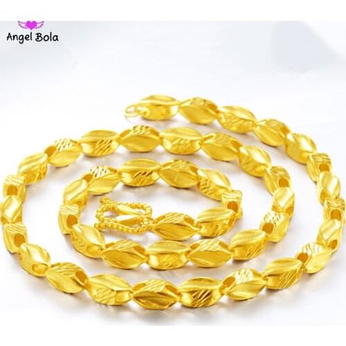 18K Gold Jewelry High-end Velvet Sand Gold Wheat Necklace Sandblasted Sand Gold Necklace Mens Jewelry Gifts Wholesale