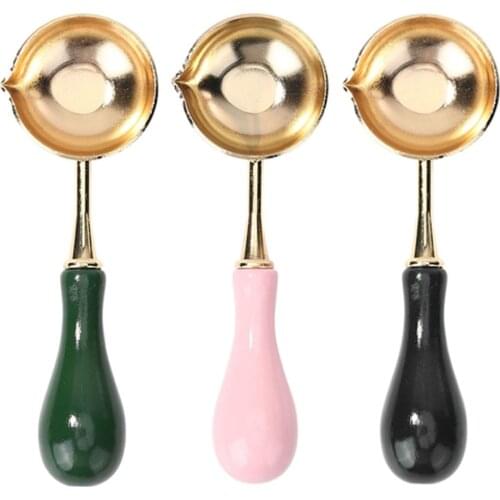 Sealing Wax spoon for Wax Bead Tablet Melting Burning Retro Sealing Wax Furnace Stove Wood Handle Wax Spoon Decorative Crafts