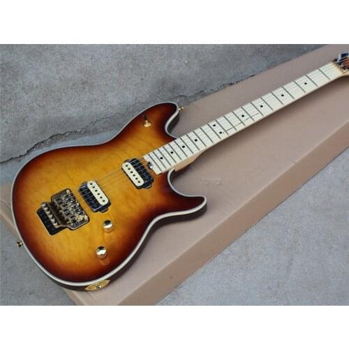Factory custom Tobacco Sunburst Electric Guitar with Gold Hardwares,Flame Maple Veneer,offer customized