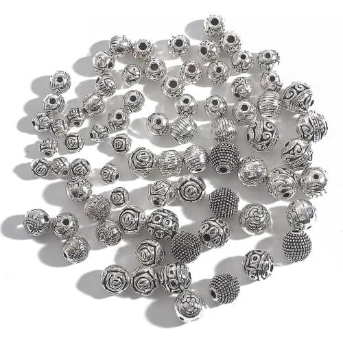 10/20/30/50pcs Antique Silver Plated Spacer Bead For Jewelry Making Findings DIY Charm Pendants Bracelet Jewelry Accessories