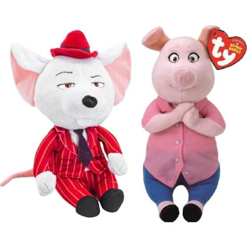 15CM Ty Big Beanie Eyes Stuffed Peas Plush Cute Animal Soft Pink Mike Mouse Collection Doll Birthday Christmas Gift