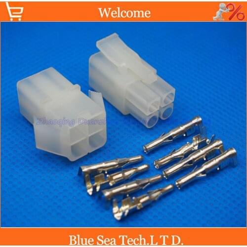 20 sets L6.2-2*2P 4Pin port Terminal 6.2mm pitch Electrical Connector Kits Male Female jack plug for Car Free shipping