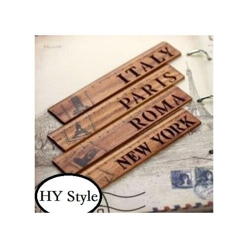20pcs/Lot NEW Cute Vintage City Hollow Wooden Ruler bookmark 15 CM straight ruler Wholesale
