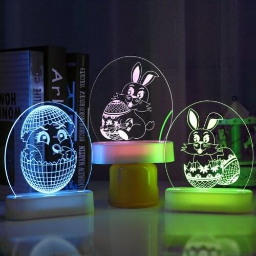 3D Easter LED Lamps Adjustable Holiday Lighting Trick Or Treat Bunny Resurrection Eggs Festival Home Room Decoration Lights