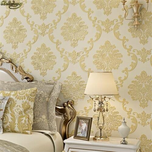 Beibehang papel de parede 3D stereo engraved wallpaper retro European AB bedroom bedroom living room TV background wall paper