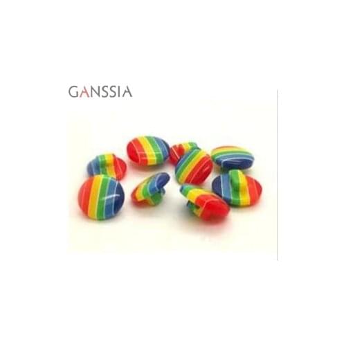 50pcs/lot Size: 13-20mm Good Quality Rainbow Strip Resin Buttons Sewing Shirt Button for Bulk Garment Accessories(ss-1481)