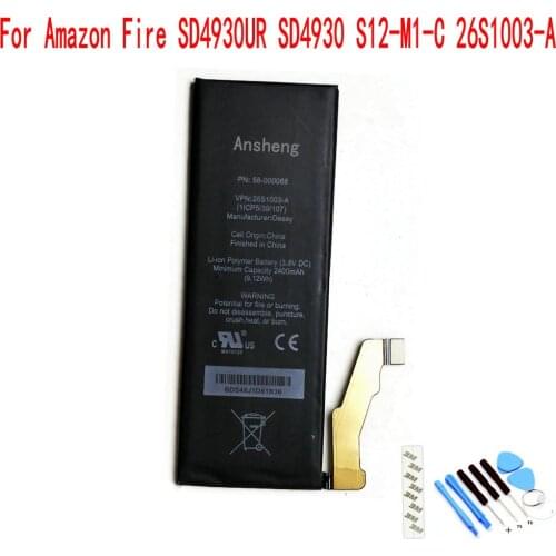 Original 58-000068 2400mAh Battery For Amazon Fire SD4930 S12-M1-C 26S1003-A SD4930UR Mobile Phone