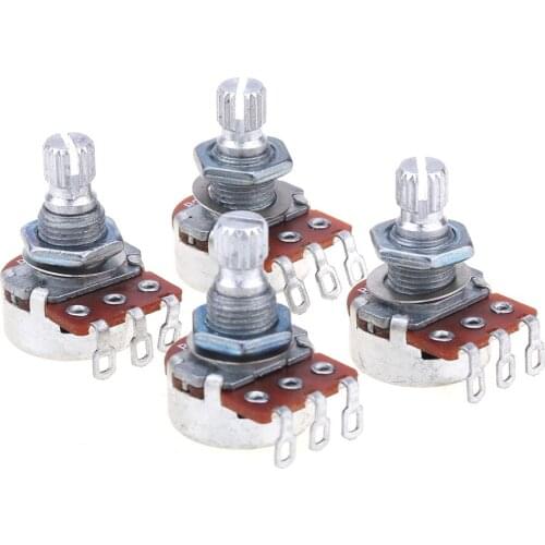 Alpha Mini Metric Sized Split Shaft Control Pots Linear Taper B250K Potentiometers for Guitar (Set of 4)