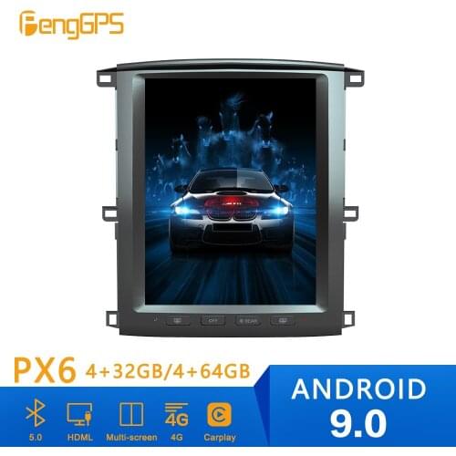 Tesla Style Android 9 PX6 4GB RAM Car GPS Navigation For TOYOTA LAND CRUISER LC100 2003-2006 Stereo Head Unit Multimedia Player